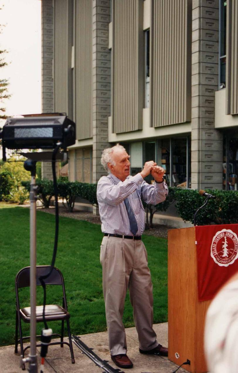 "Martin Perl at Nobel press conference, 1995 (arc197)